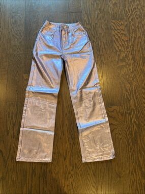 Iridescent silver Straight-Leg Pants